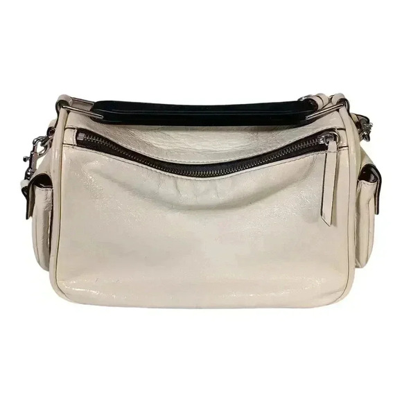 Marc Jacobs The Soft Box Satchel Top Handle Crossbody Ivory Leather Medium - Picture 4 of 12